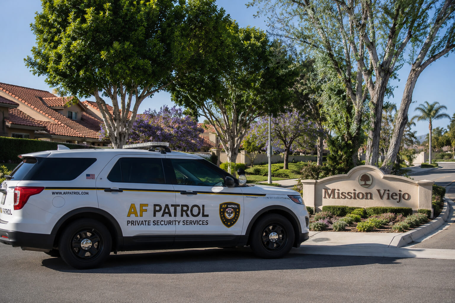 Professional security guard monitoring a freight warehouse loading dock in Orange County, providing cargo and logistics security services.